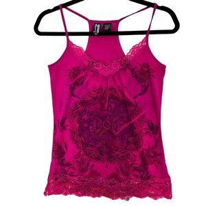 True Charmer Magenta pink Small Abstract tattoo Print Racer Back Tank Top shirt